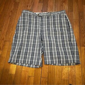 Lands End Shorts‎ Mens 38 Blue & White Seersucker Traditional Fit Pockets